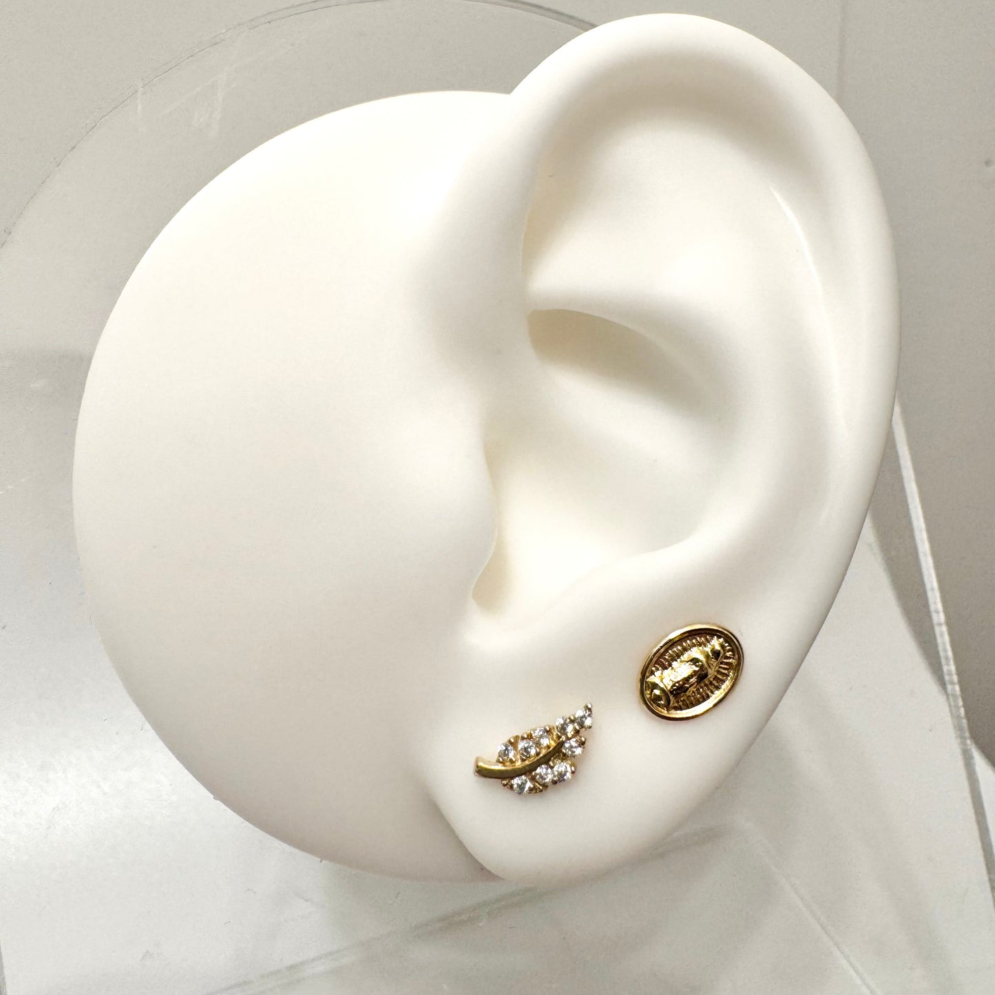 Dainty leaf cz earrings