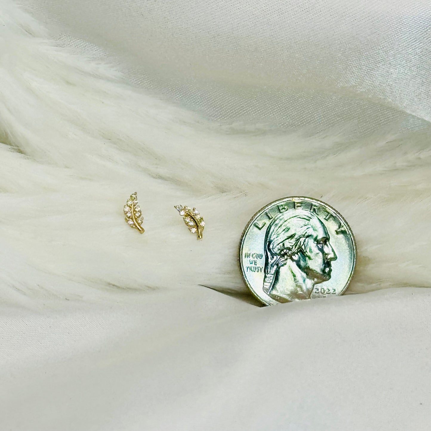 Dainty leaf cz earrings
