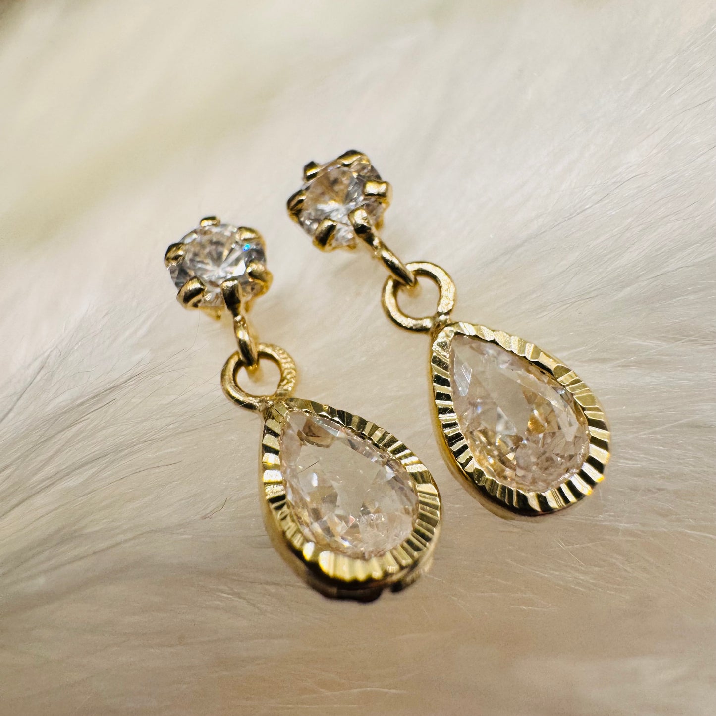 Dainty Pear Cz Dangling Earring