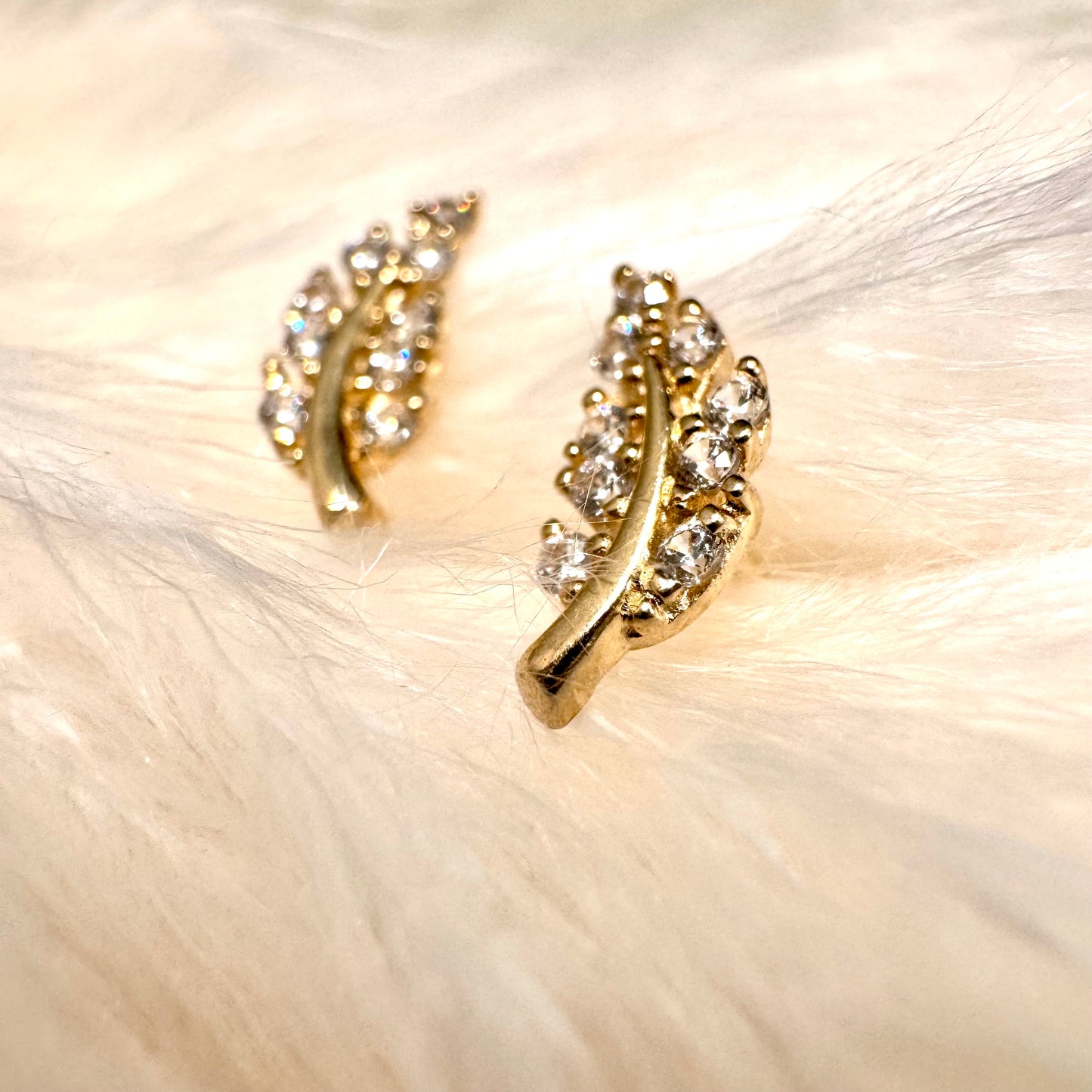 Dainty leaf cz earrings