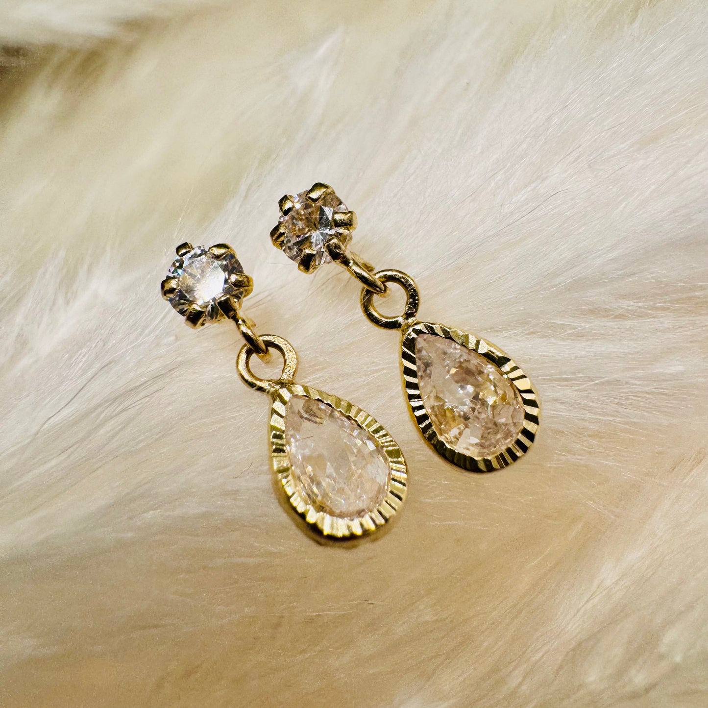 Dainty Pear Cz Dangling Earring