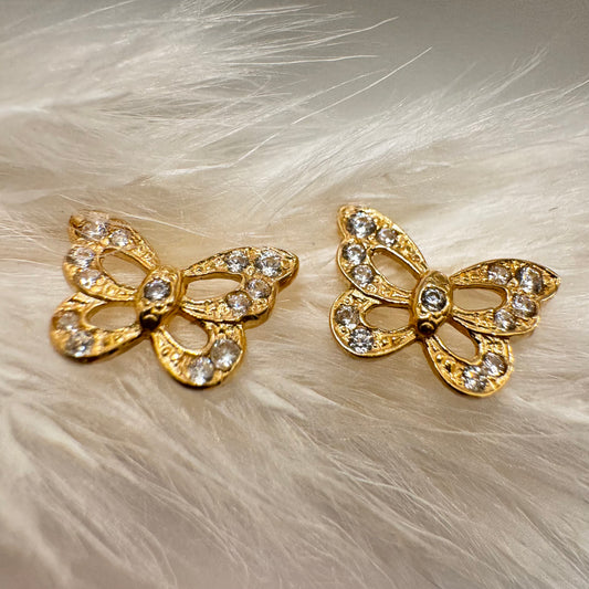 Monarch butterfly cubic zirconia earrings