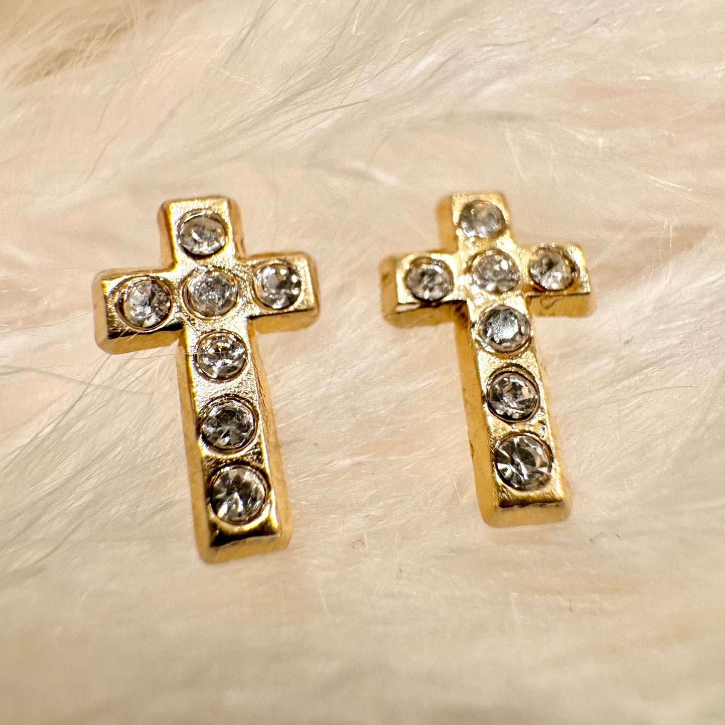 Dainty Cross with 7 Cz earrings