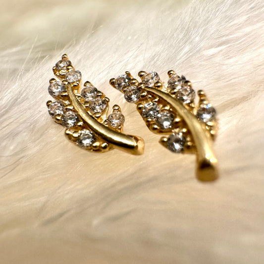 Dainty leaf cz earrings