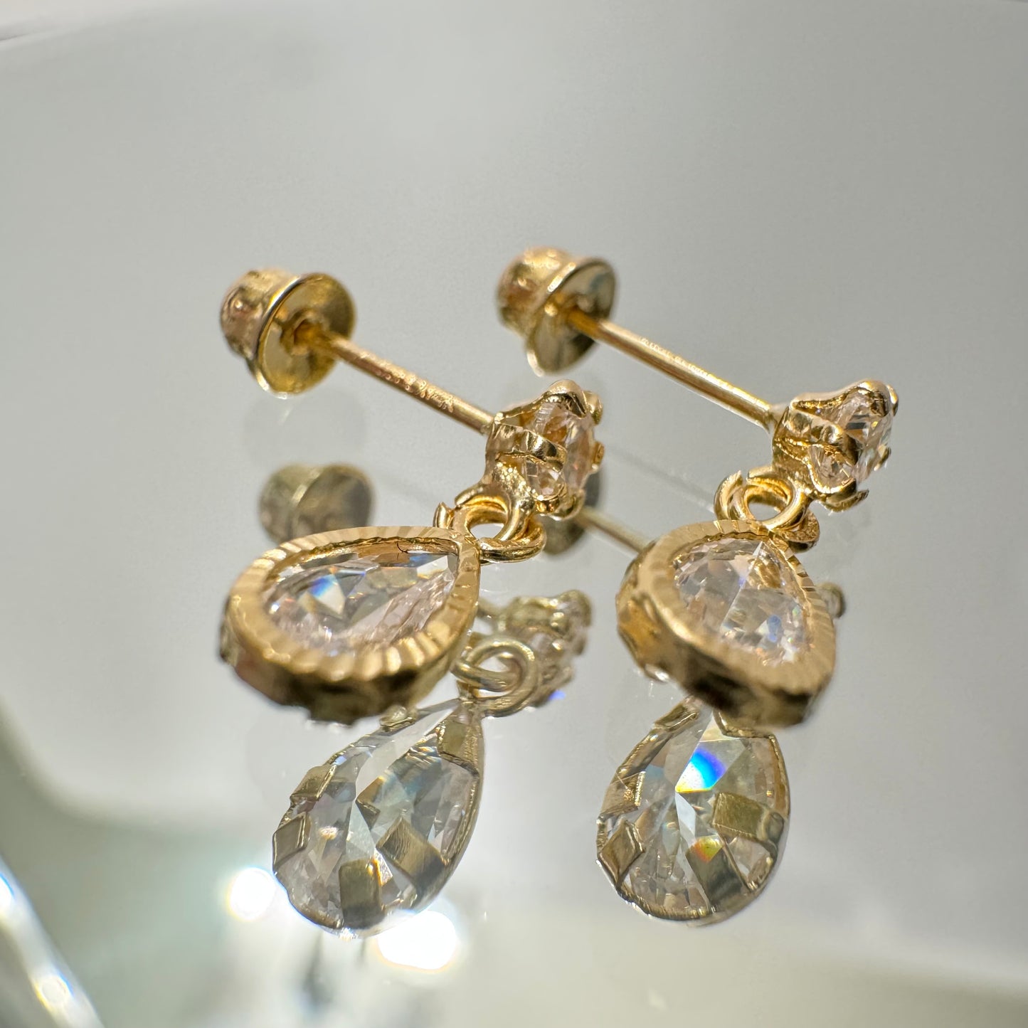 Dainty Pear Cz Dangling Earring