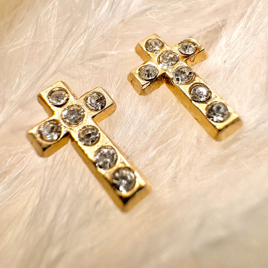 Dainty Cross with 7 Cz earrings