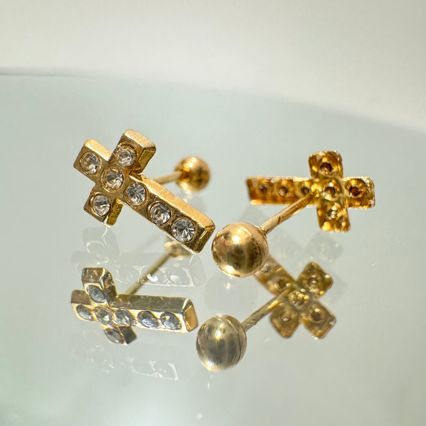 Dainty Cross with 7 Cz earrings