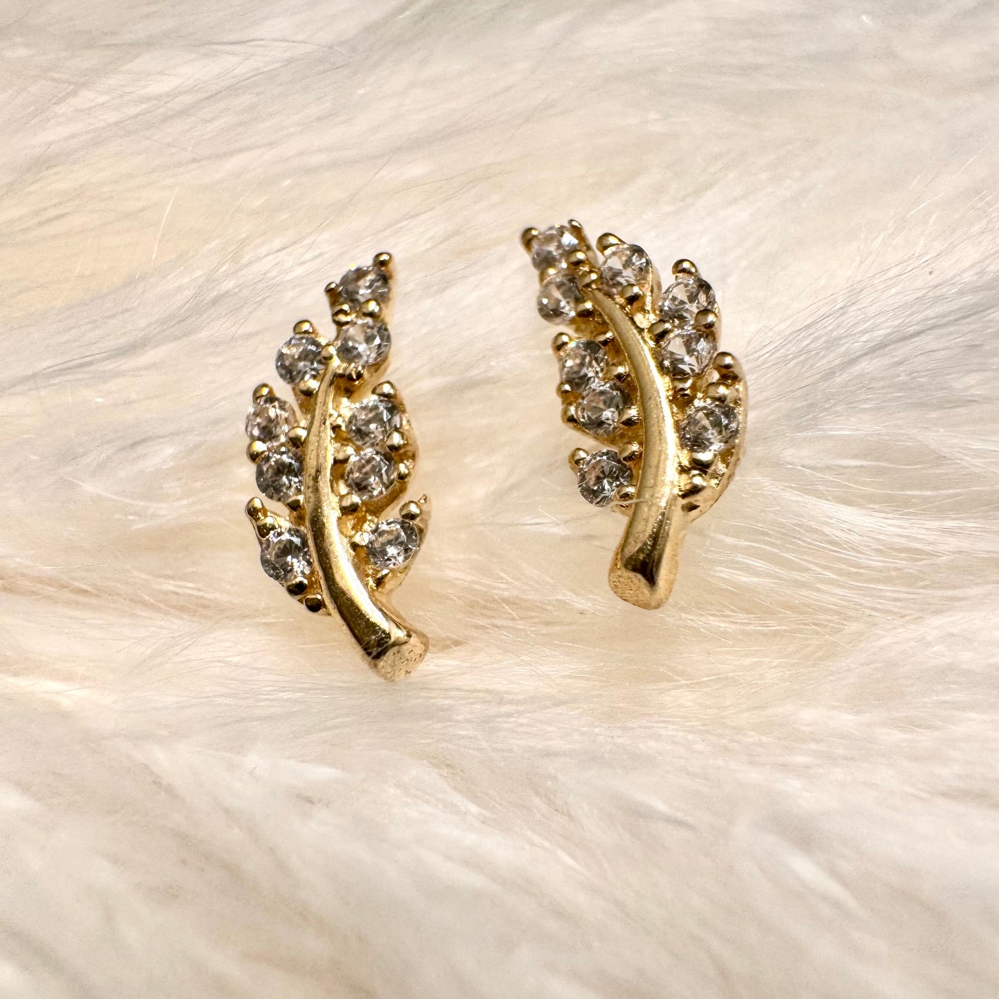 Dainty leaf cz earrings