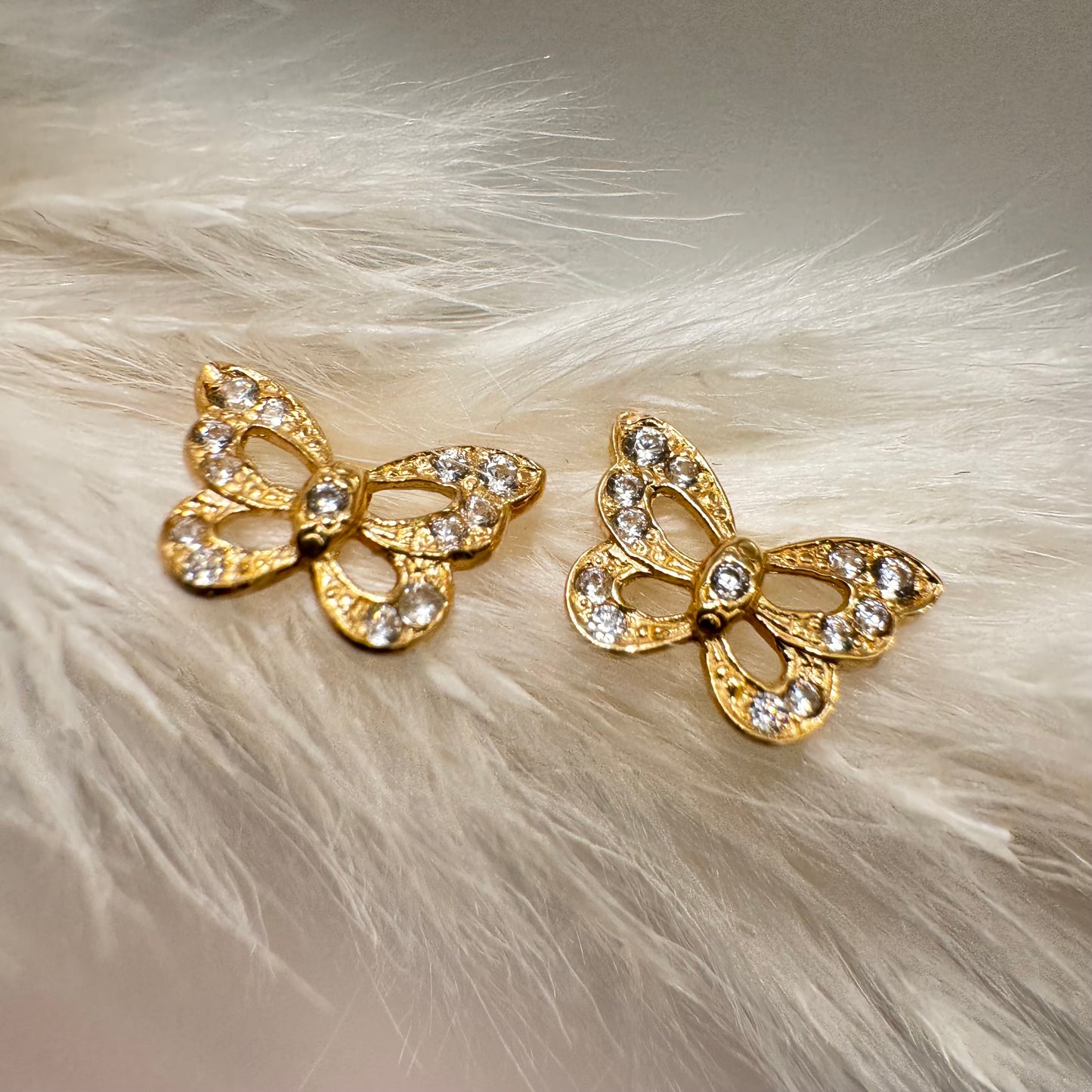 Monarch butterfly cubic zirconia earrings