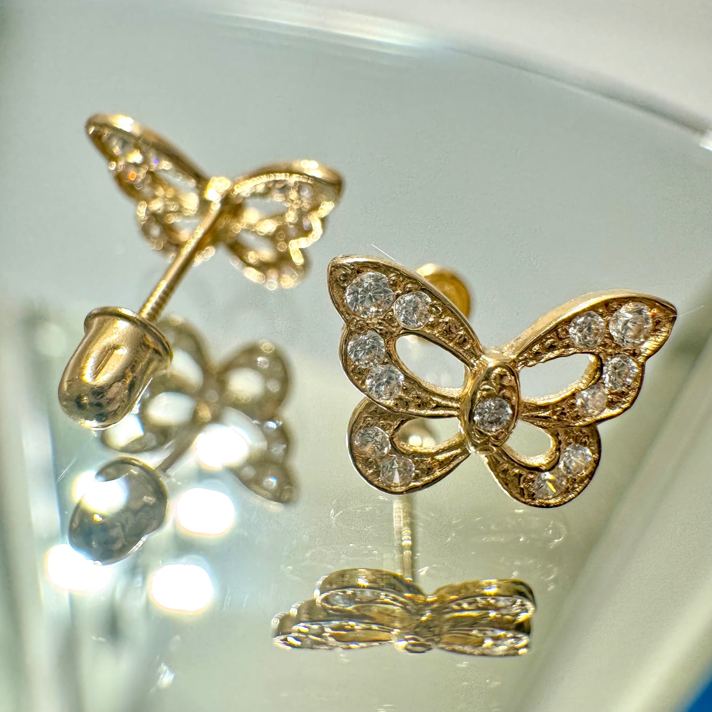 Monarch butterfly cubic zirconia earrings